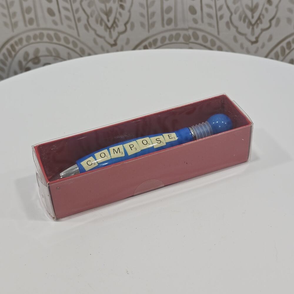 Hasbro Scrabble Game Compose Tiles Novelty Balloon Ballpoint Pen 2014 Black Ink